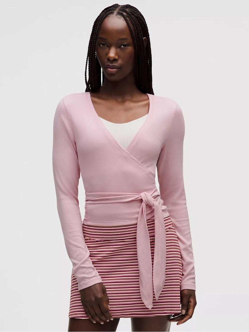 lululemon athletica Pale Pink Wrap Tie-Front Long Sleeve wrap ballet top